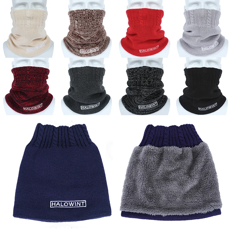 

Men Knitted Warm Ring Scarf Elastic Knitting Crochet Snood Scarves Fleece Bibs Neck Warmer Shawl Twist Fleece Couple Headband