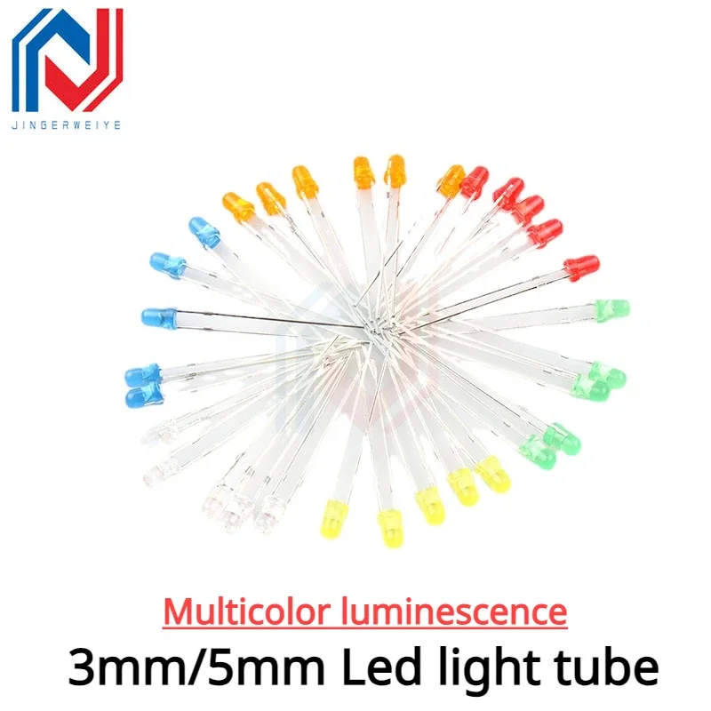 

50pcs/Lot 3mm 5mm Light Emitting Diode Led Red/Green Hair Green/Blue/Yellow Yellow/Orange/White Light Led Luminotron