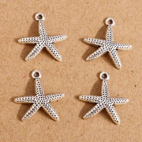 20pcs 20x20mm antique silver color alloy starfish charms for jewelry making cute drop earrings pendants necklaces diy craft gift
