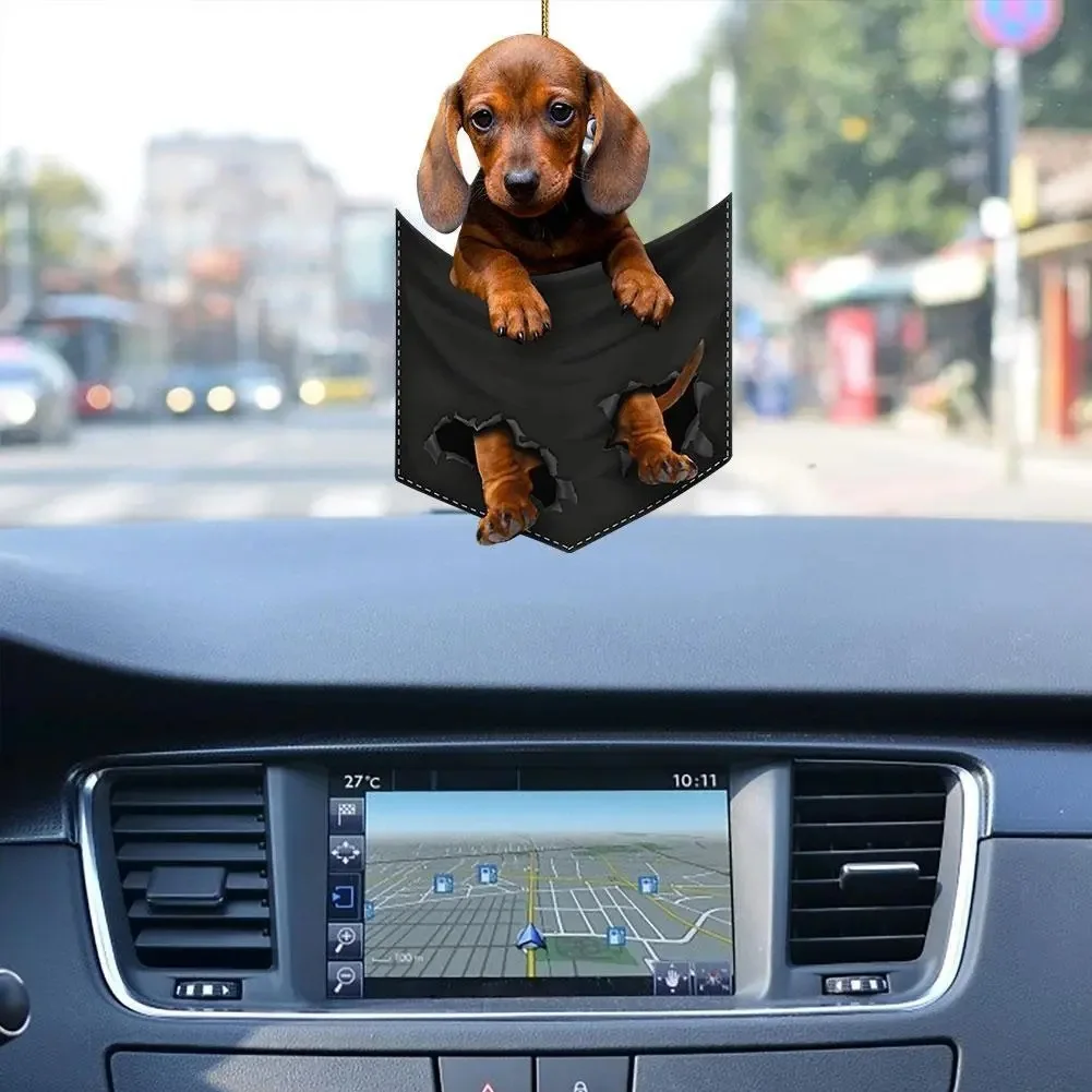 

Creative and Cute Cloth Bag Dog Car Rearview Mirror Pendant Backpack Keychain Accessories Home Decoration Car Interior Pendant