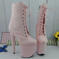leecabe pink suede color 20cm8inch womens platform sandals party high heels shoes pole dancing boot
