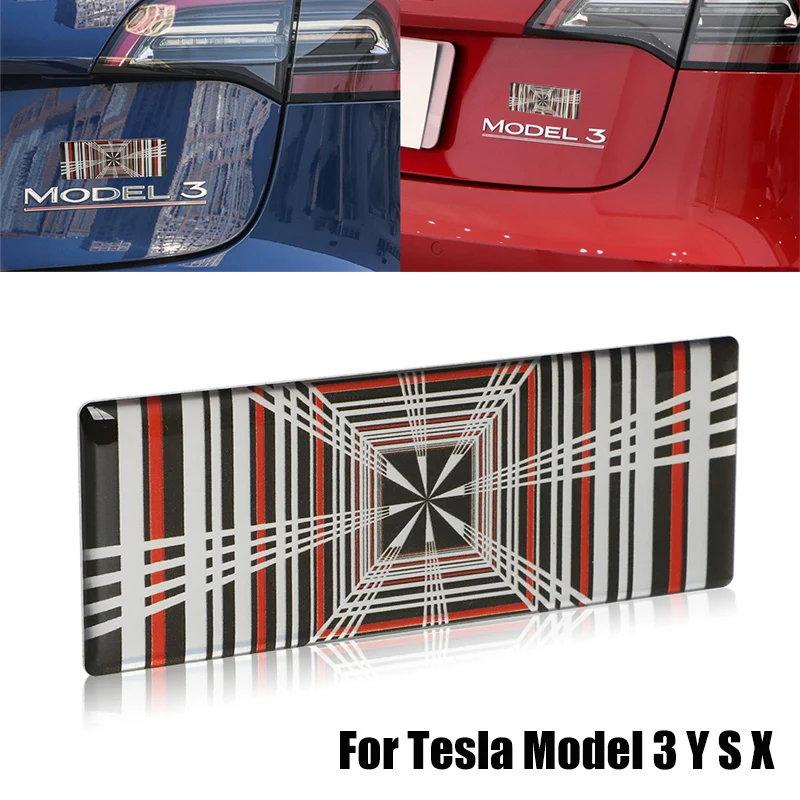 

Car Plaid Logo Sticker For Tesla Model 3 Y S X Trunk Tail Tag Badge Grid Auto Metal Letter Body Decals Exterior Decoration 2023