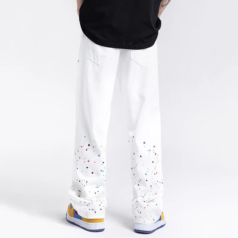 Men Jeans Loose Jeans High Street Ink Straight Loose Jeans Y2k Pants Men Korean Fashion Streetwear Men Clothing Jeans Aestethic