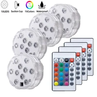 new 10 led remote controlled rgb submersible light battery power underwater night lamp outdoor vase bowl garden party decoration