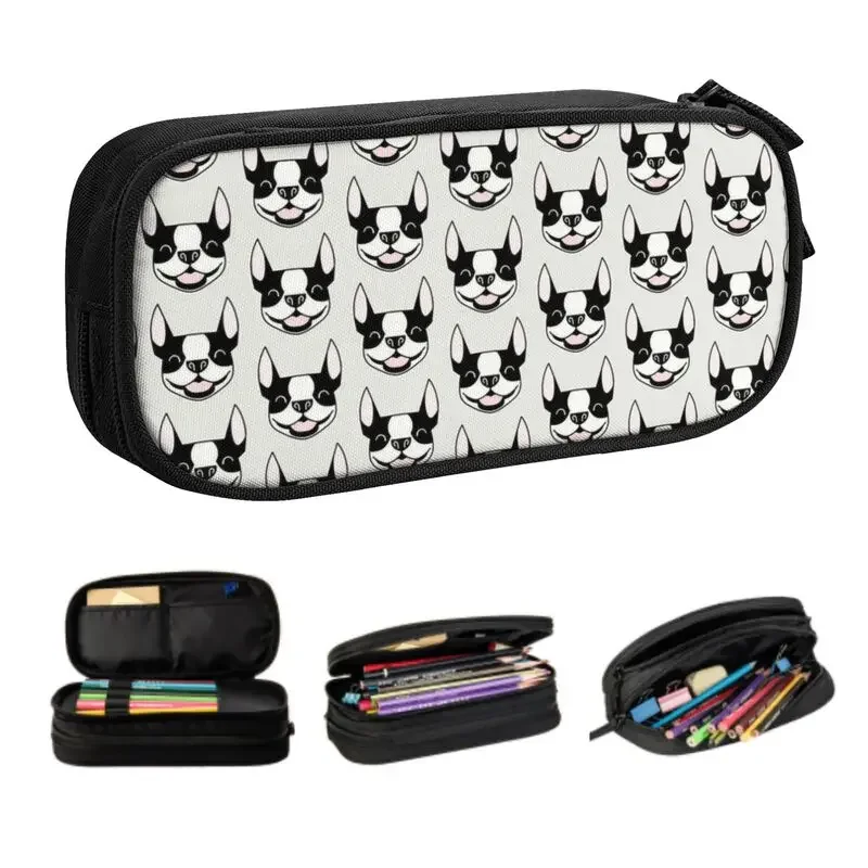 

Kawaii Smiling Boston Bull Terrier Dog Pencil Case for Girls Boys Big Capacity Puppy Pet Pencil Pouch School Accessories