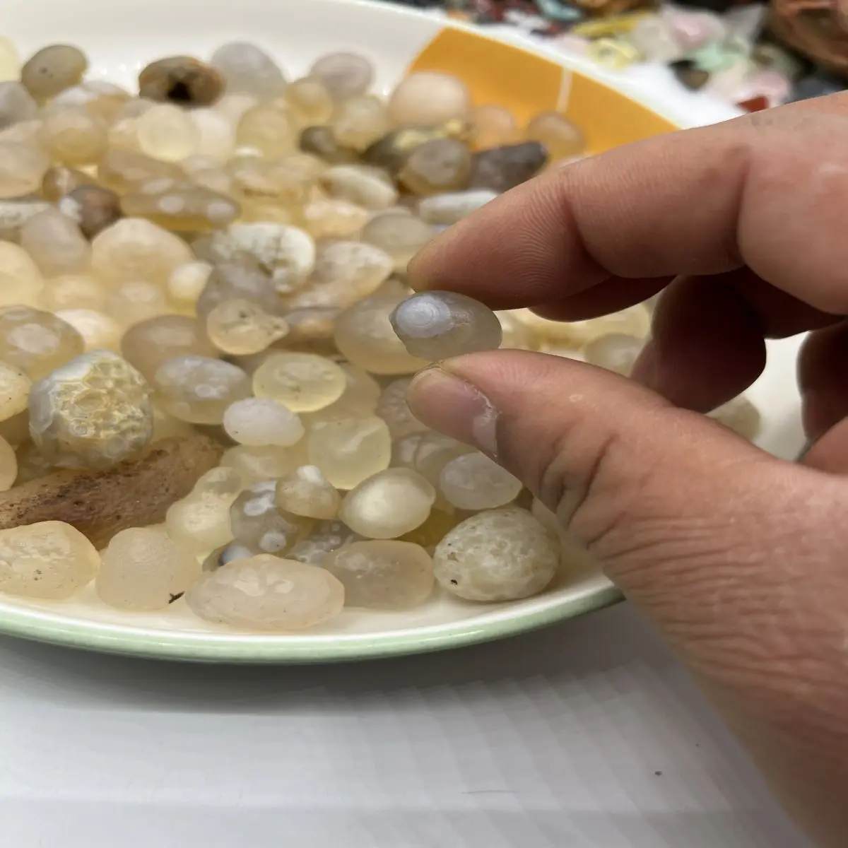 Natural Crystal Raw Stone Inner Mongolia Gobi Desert White Agate Saccharine Agate Pictographic AgateEyes Agate A Plate