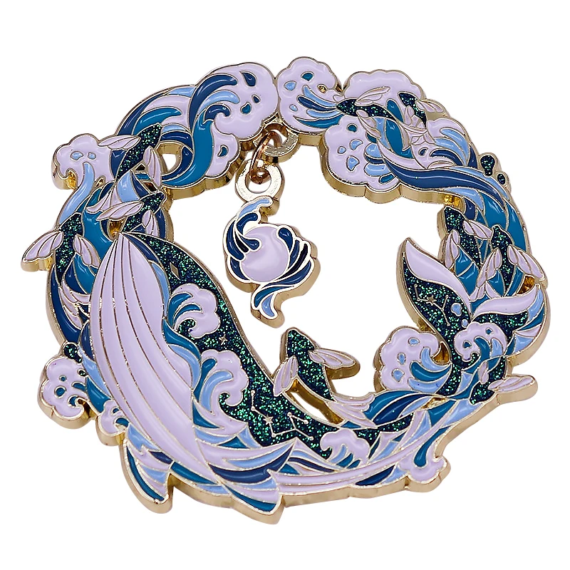 

Cartoon Whale Wave Fashion Lapel Pins Enamel Pins Badges on Backpack Accessories for Jewelry Brooches Accessories Gifts