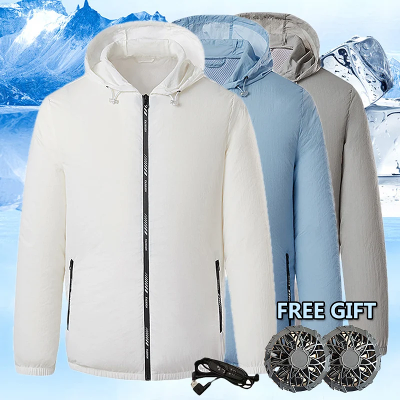 

Воздухоохлаждающая одежда, Быстросохнущий кожаный костюм, тонкая крутая Солнцезащитная куртка с вентилятором для активного отдыха, куртка для отдыха на лето