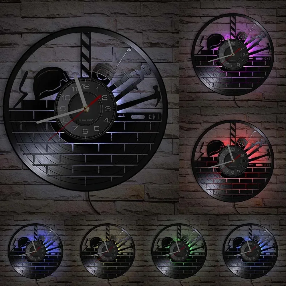 Инженерный пейзаж архитектура силуэт виниловая пластина настенные часы Srchitecture