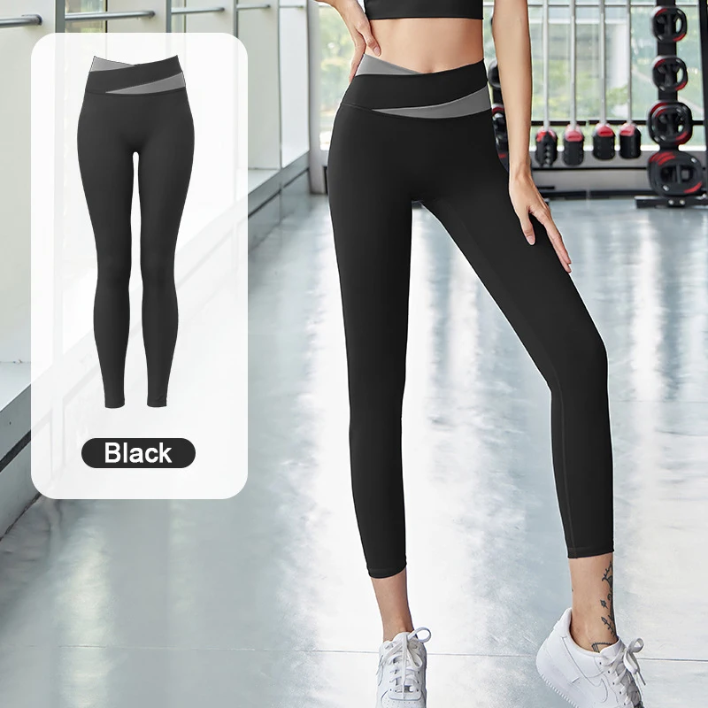 Seamless Fitness Yoga Pants Women Solid Patchwork High Waist Gym Leggings Plus Size Running Tights Girls Workout Trousers