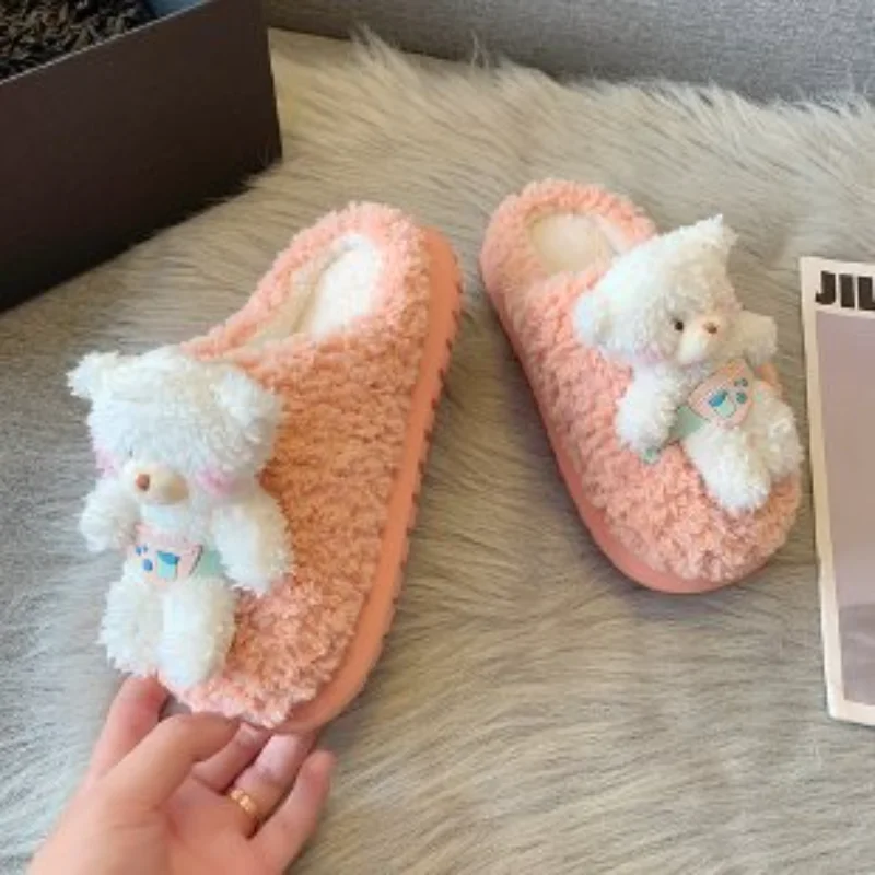 

Новинка, Модные женские сандалии на зиму 2023, женские домашние тапочки из высококачественного ПВХ с 3d-медведем, Нескользящие шлепанцы