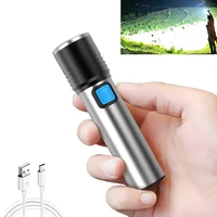 multifunctional usb rechargeable led flashlight portable 1200mah lithium battery waterproof camping light zoomable torch output