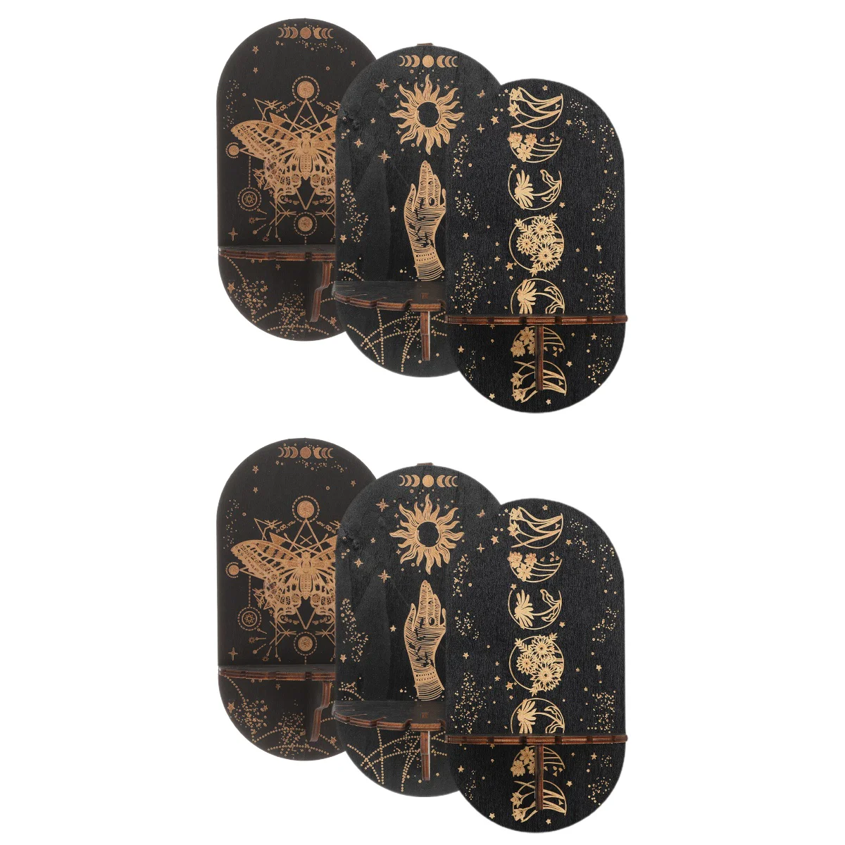 

6 Pcs Crystal Display Stand The Office Decor Wooden Shelves Wall Storage Rack Bedroom Decoration Stone Shelf Aesthetic