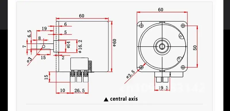 Синхронный двигатель переменного тока с центральной осью 60KTYZ 220 В 14 Вт 2 5 об/мин -80