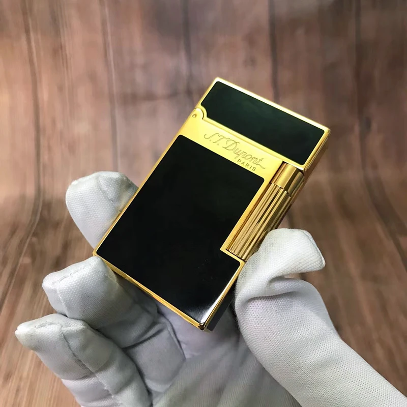 Новая латунная Зажигалка Dupont Line 2 с широкими краями, натуральный лак для курения, заправка Бутаном, черный, синий, красный