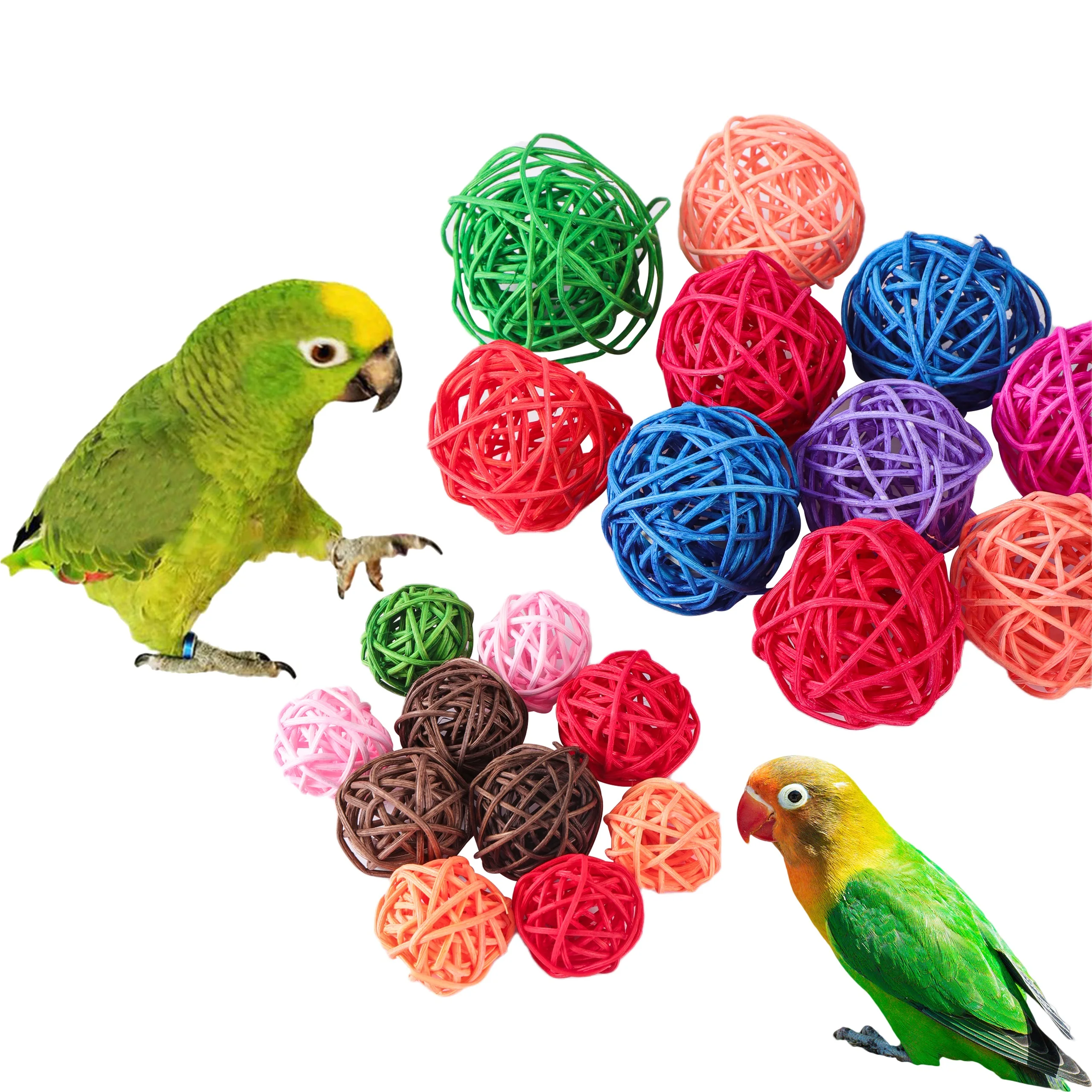 2 шт. попугай ротанговый мяч игрушки птица жевательные птичья клетка декор