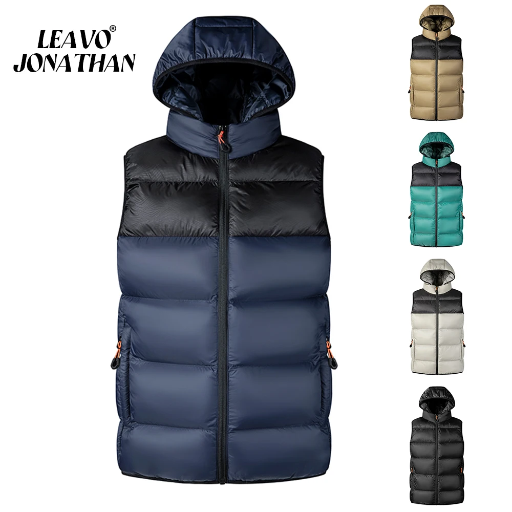 

Мужской пуховик без рукавов, с капюшоном и защитой от ветра