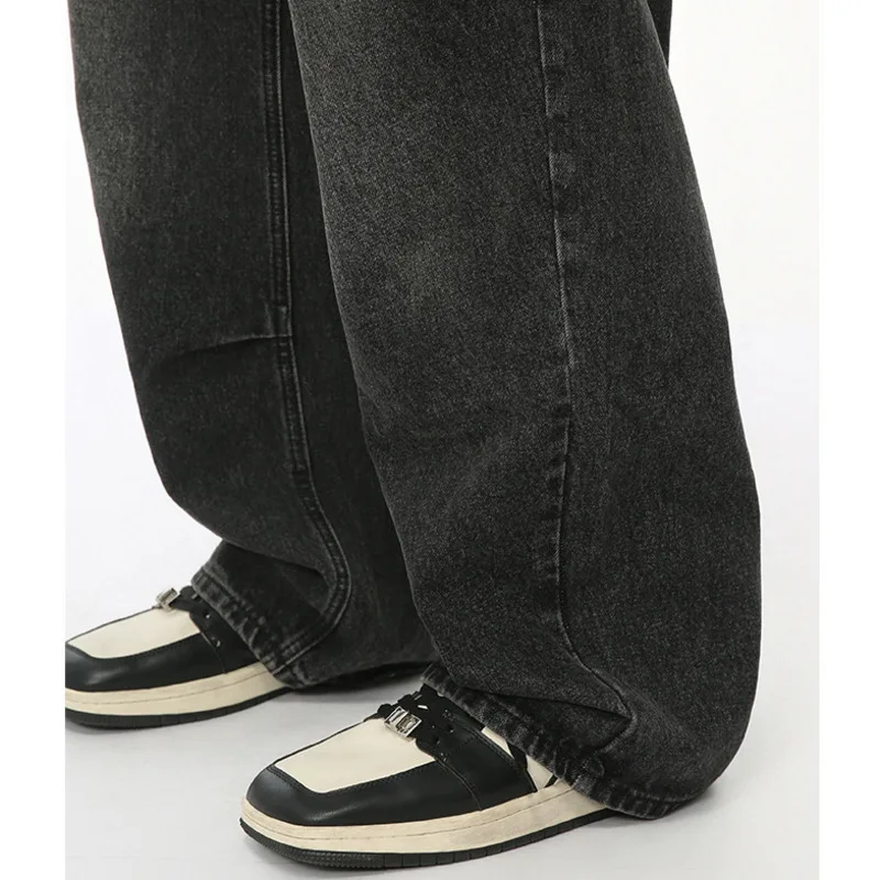 Мужские джинсовые брюки в стиле High Street повседневные прямые широкие с карманами