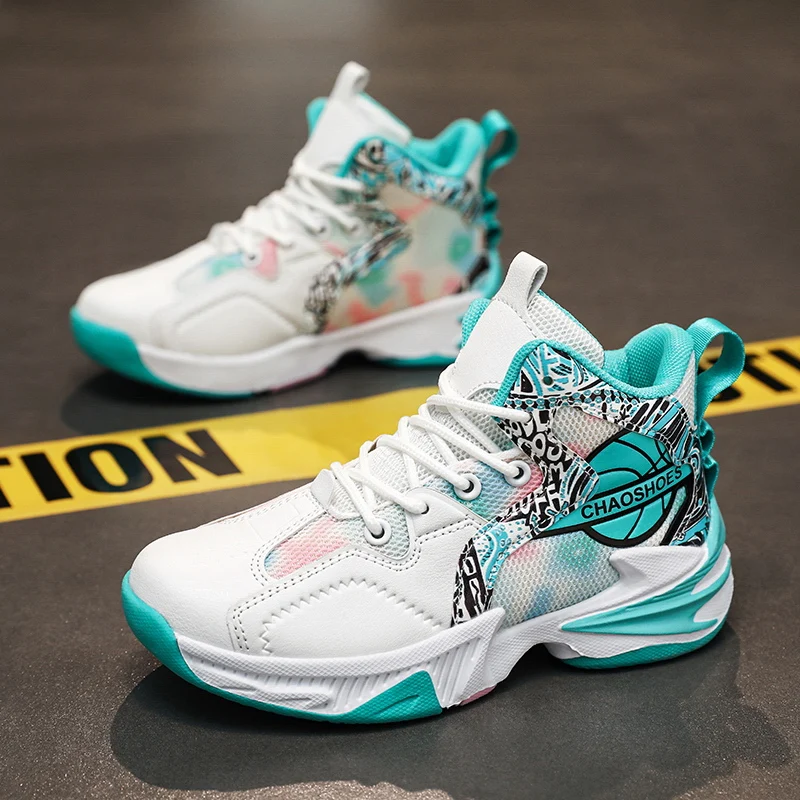 Size 31-40 Leather Kids Basketball Shoes Spring Children's Fashion Sports Shoes Non-slip Kids Sneakers Child Boys Tenis Shoes