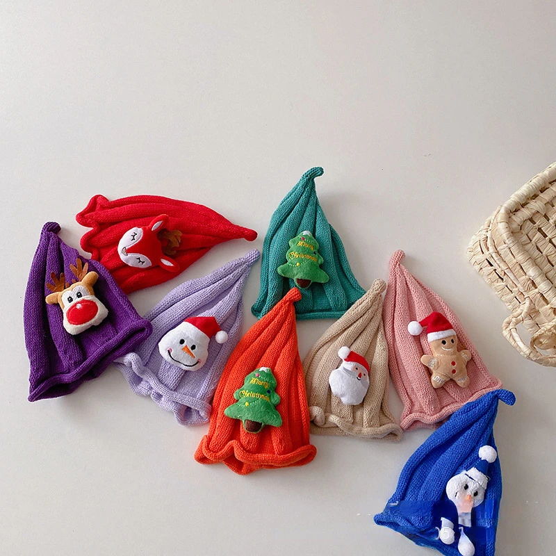 

Boys and Girls Knitted Hat Boy Accessories Children's Christmas Hat Autumn Winter Baby Wool Hat Cartoon Cute Pointed Hat