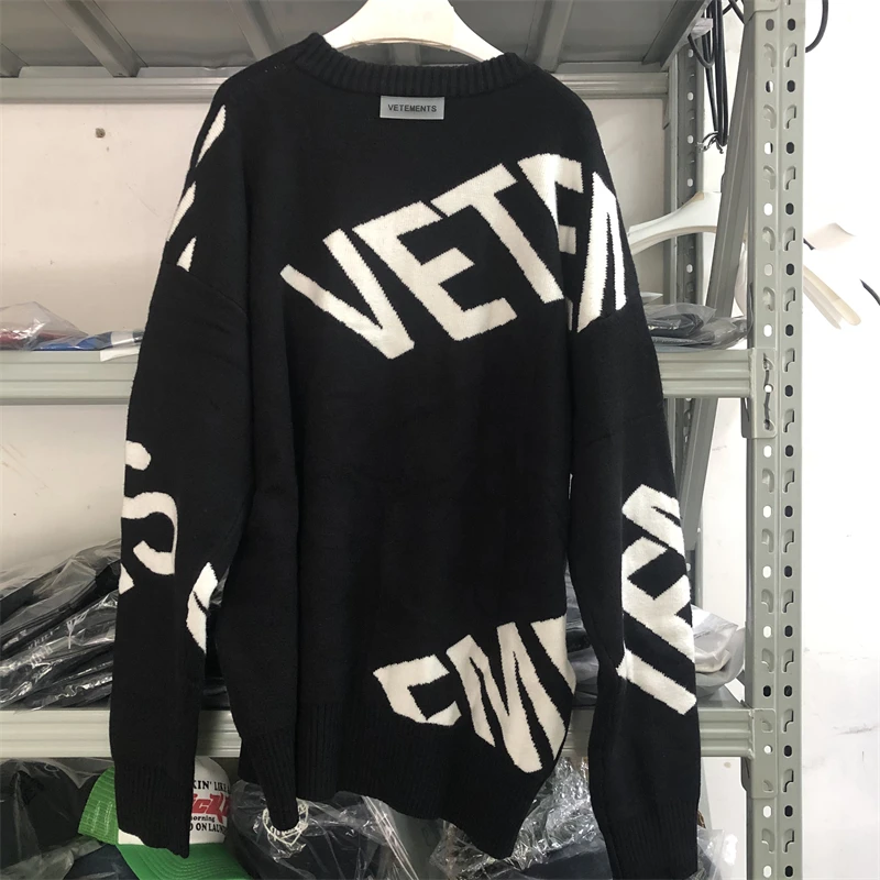 

23SS New Vetements Knitted Jacquard Sweater Men Women Top Version VTM Oversize Sweatshirts Goth