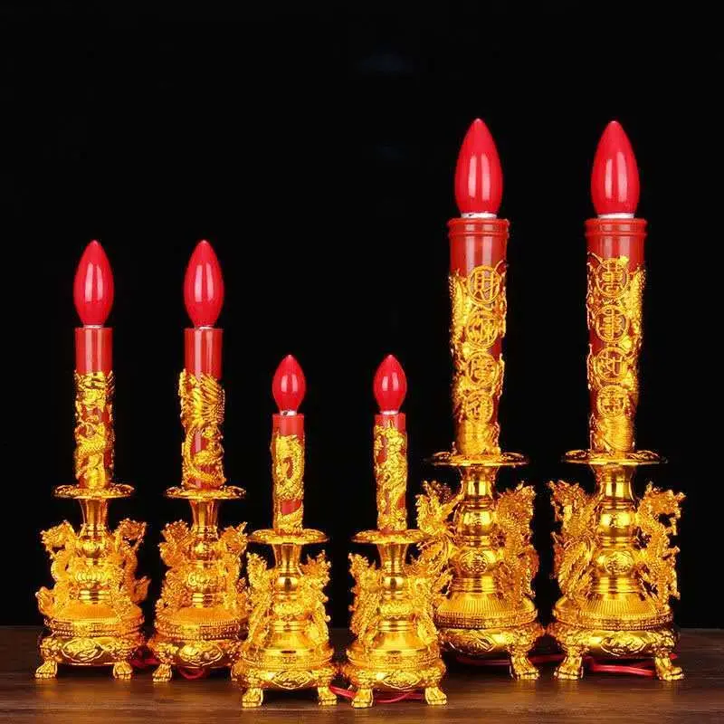 

Dragon Phoenix Pattern Candle Holders Electric Dragon 2pcs Electric Candles With Holders With Light Bulbs Electric Candlestick