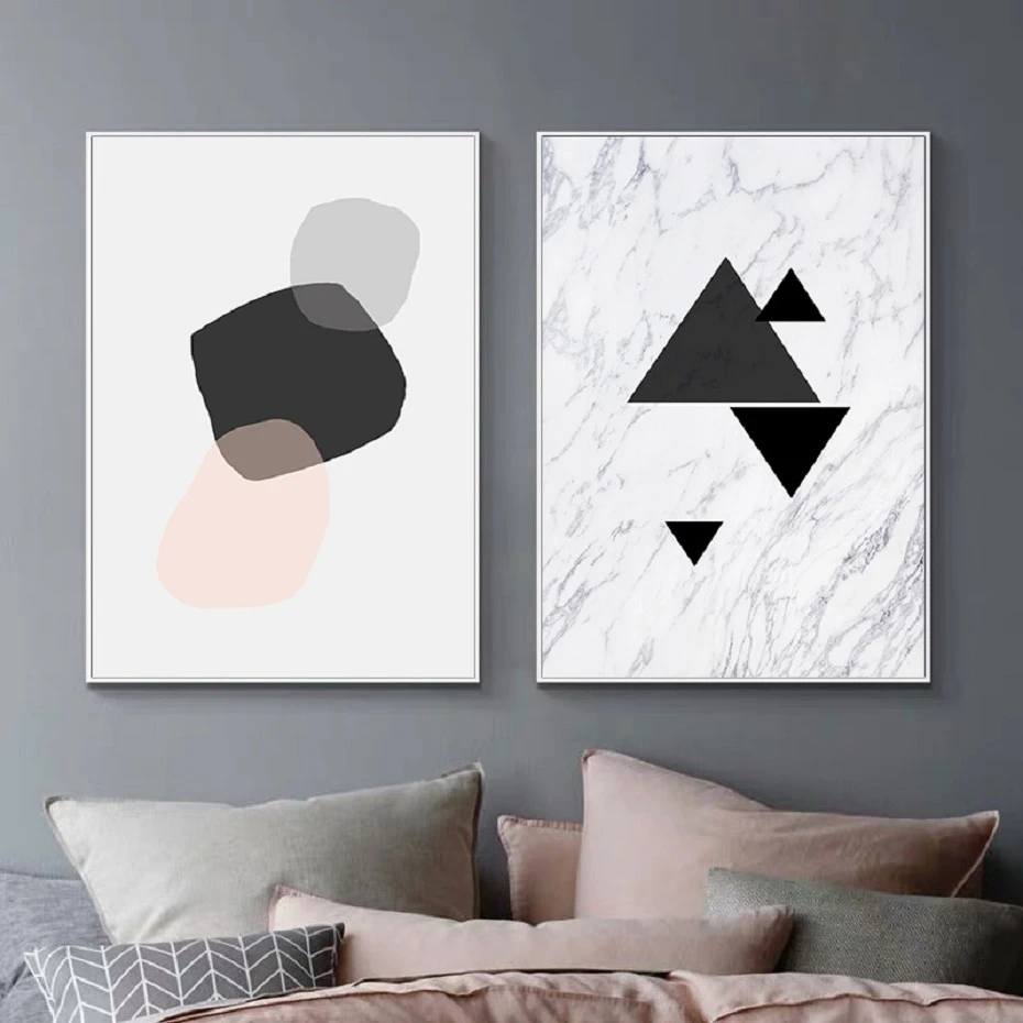 Геометрическая абстрактная картина на холсте постер мраморный фон принты