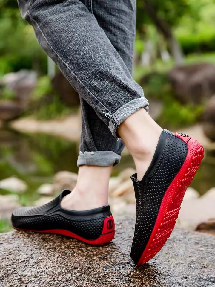 

39-44 Mens Rain Boots Waterproof Spring Autumn Flat Heel PVC Slip-on Solid Wash The Car Kitchen Non-slip Male Shoes Hw26