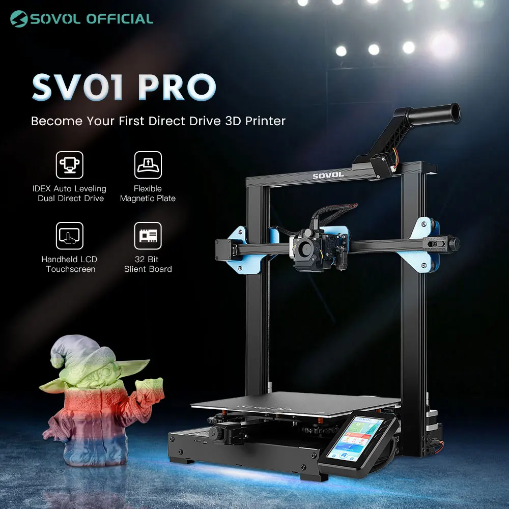 

New SV01 Pro Dual Z-axis Auto-Leveling FDM 3D Printer Metal Direct Drive Extruder Silent Board Larger Build Volume impresora 3d