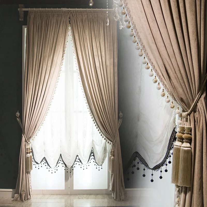 Curtains for Living Room Dining Bedroom Living Room European Curtain Gray Velvet Bedroom Blackout Simple Modern Luxury