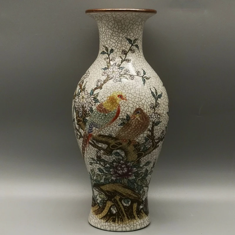 

Qing Qianlong Powder Enamel Flower and Bird Pattern Guanyin Vase Home Decor Antique Porcelain Vases Garden