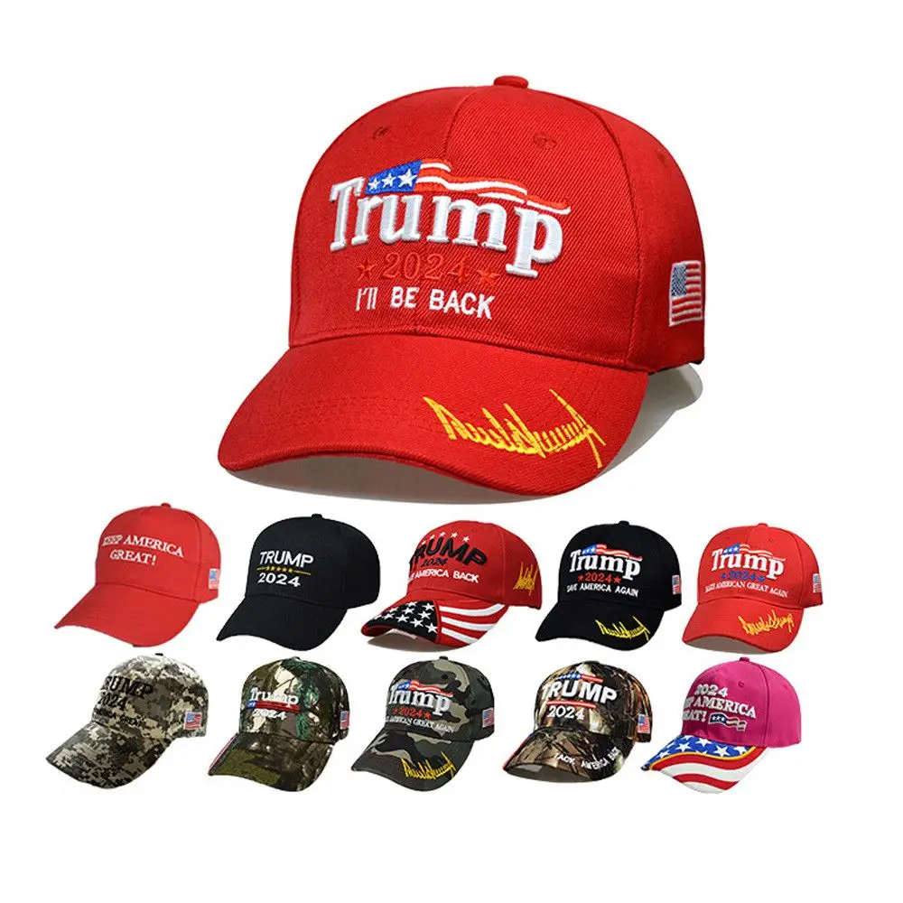 

Outdoor Cotton Adjustable Sunscreen US Flag Hats Baseball Cap Trump 2024 Caps Trump Supporters Hat