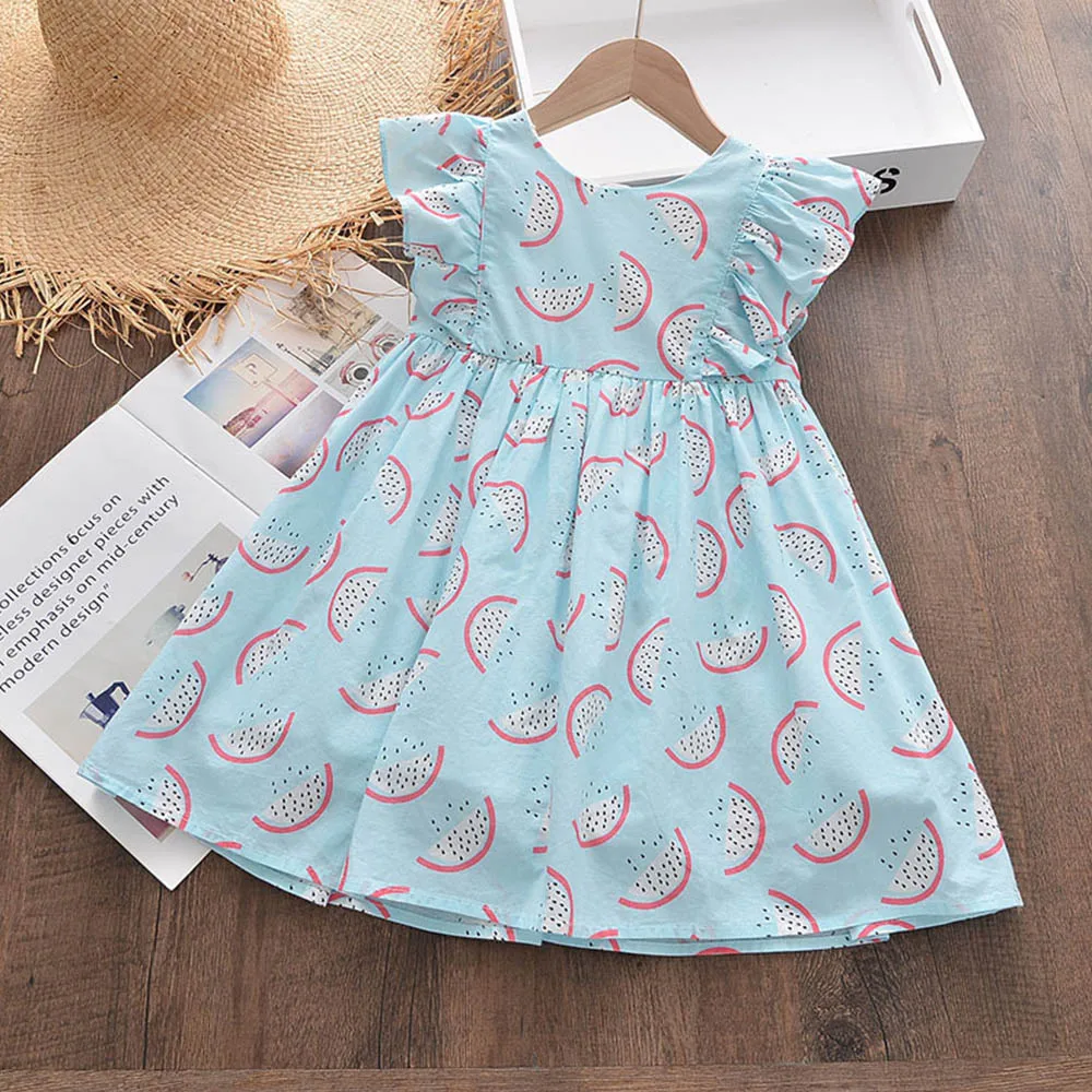 

Fashion Princess Vestidos Girls Dress Summer Kids Casual Clothing Outfits Flower Watermelon Print Dress Toddler Clothes for 3-8T
