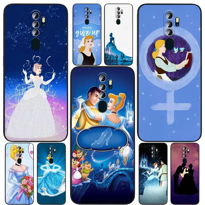

Disney Cinderella Phone Case Black For OPPO Find X5 X3 X2 Neo Lite A74 A76 A72 A55 A54S A53 A53S A16S A16 A9 A5 5G