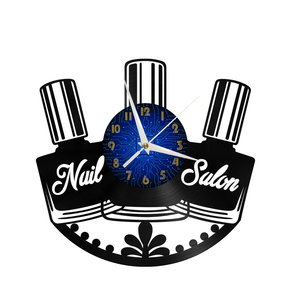 

Nail Polish Vinyl Wall Clock, Vinyl Record Clock Wall Art Silent & Non-ticking
