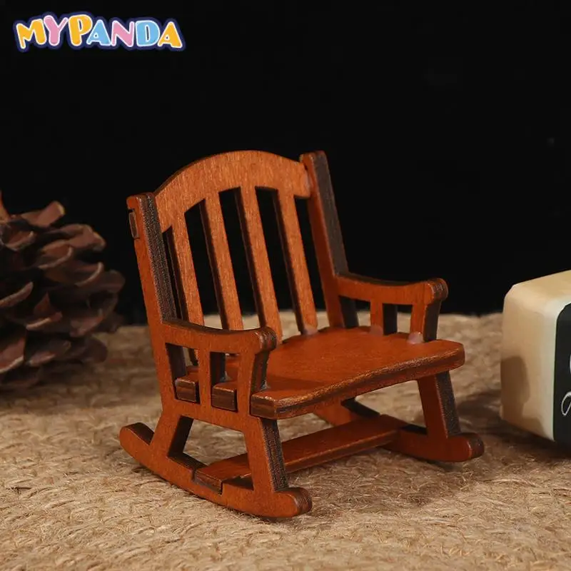 Деревянное мини-кресло-качалка Kawayi 1/12 модель игрушки милые Миниатюрные