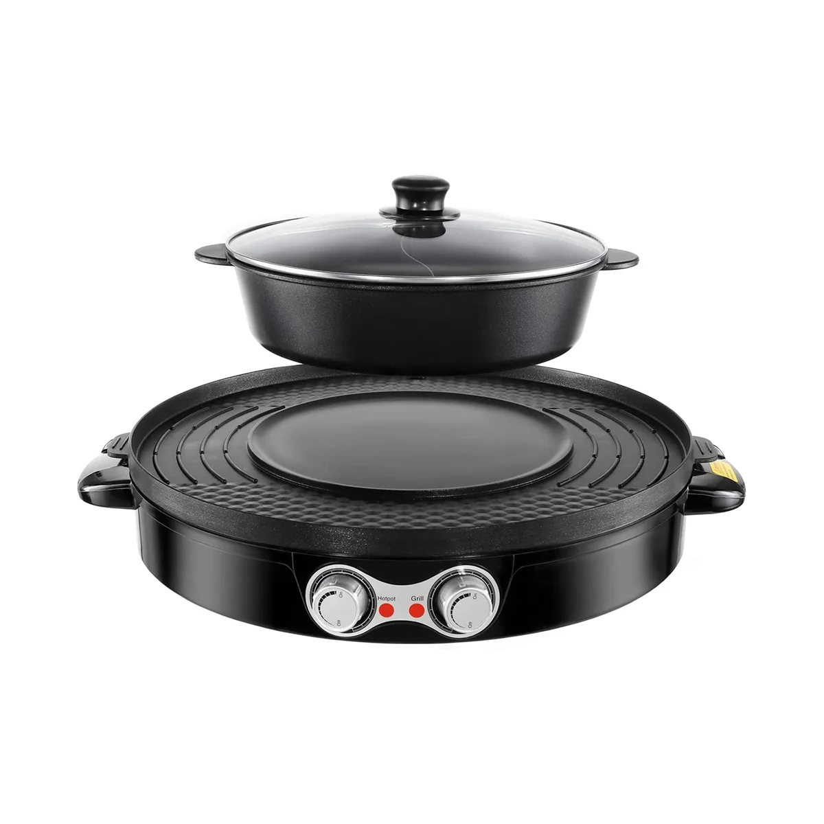 

Hot Pot Electric Korean BBQ Grill Hot Pot with Divider Separate Temperature Control Hotpot 2200W EU Plug