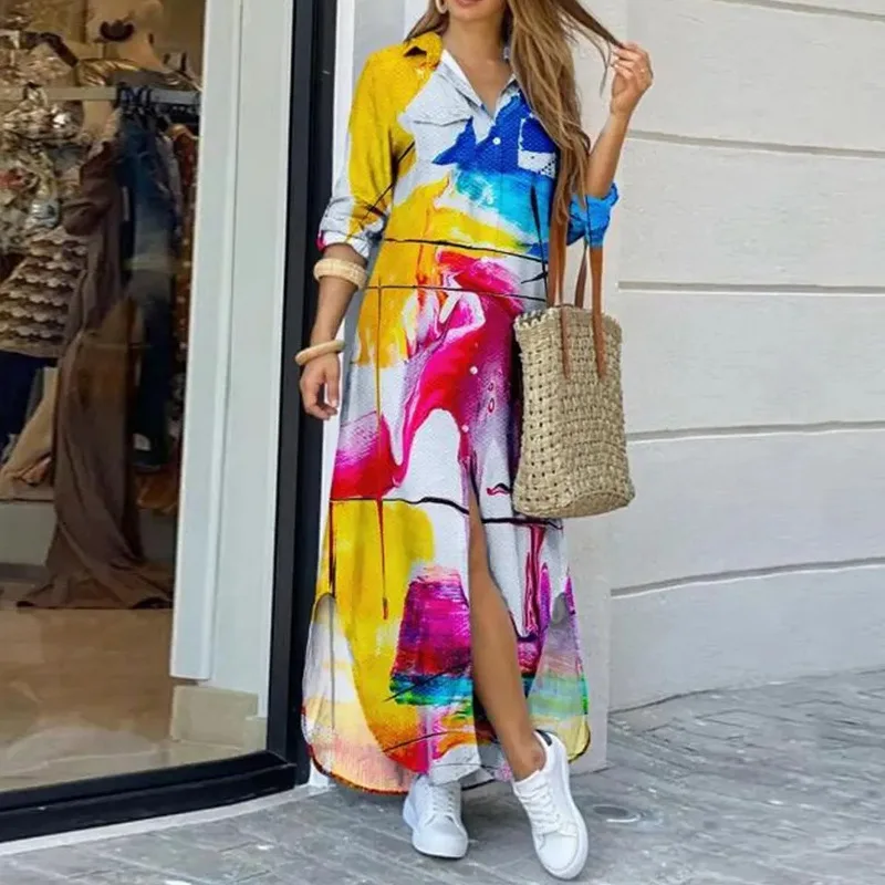 

Женское длинное платье-рубашка, новинка весны-лета 2023