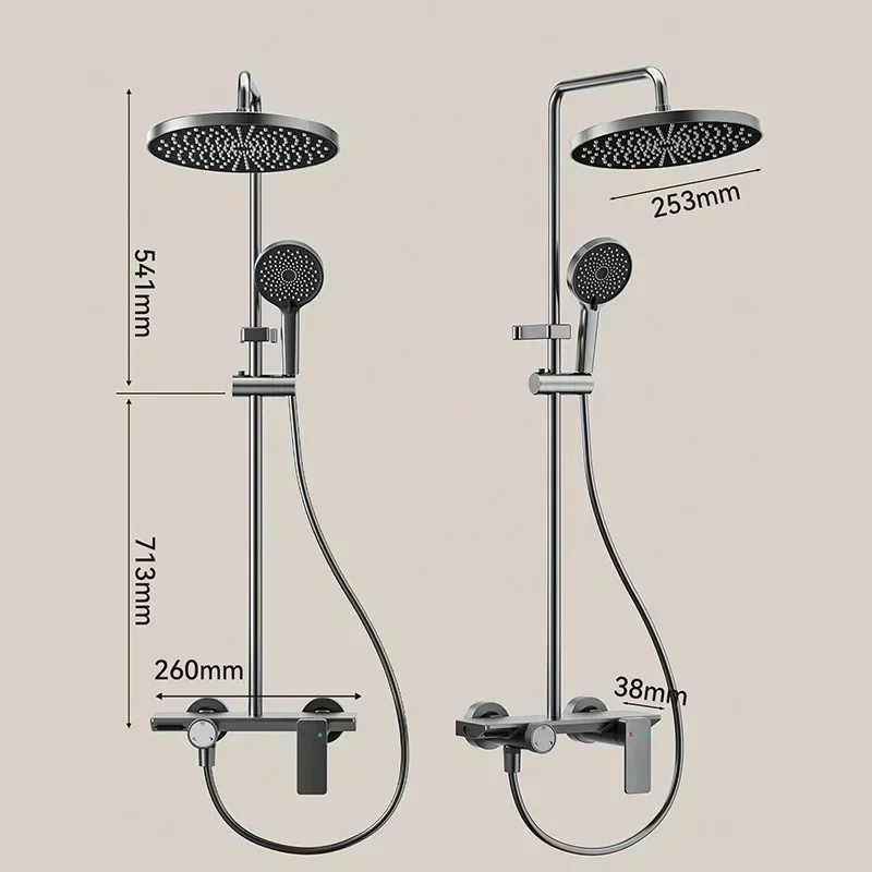 Серый тип ручки трехсторонняя душевая система с выходом воды настенный