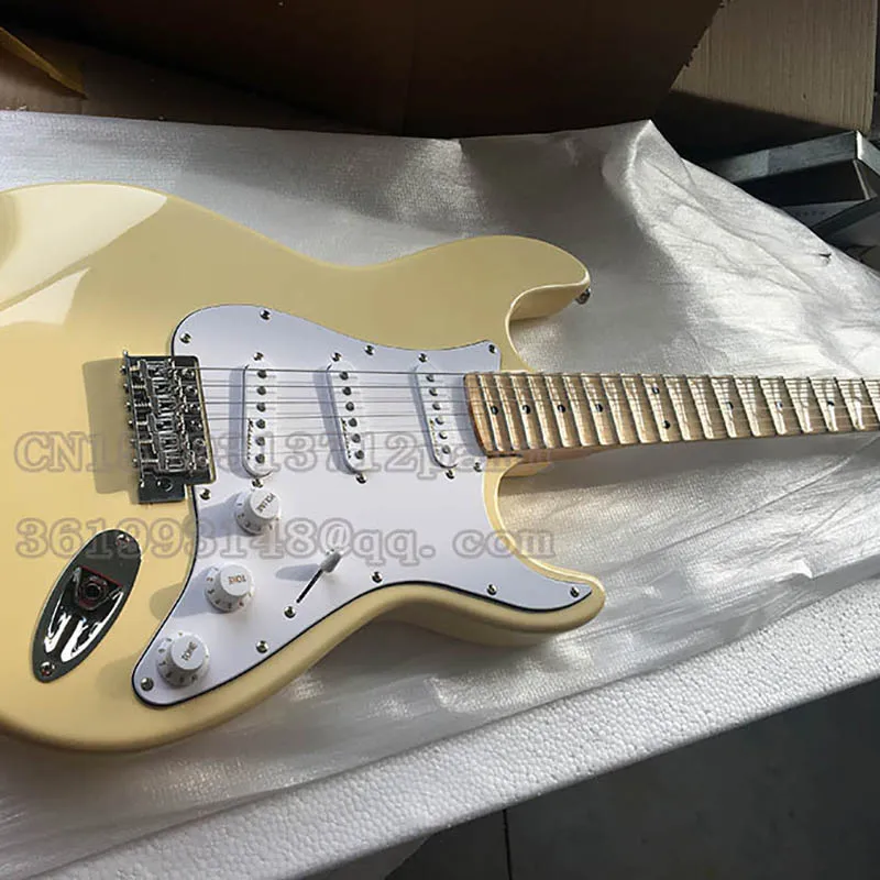 

Yngwie Malmsteen Cream Yellow S T Electric Guitars ,Groove Scalloped Maple Fingerboard 21/22 Frets,Alder body, Maple fingerboard