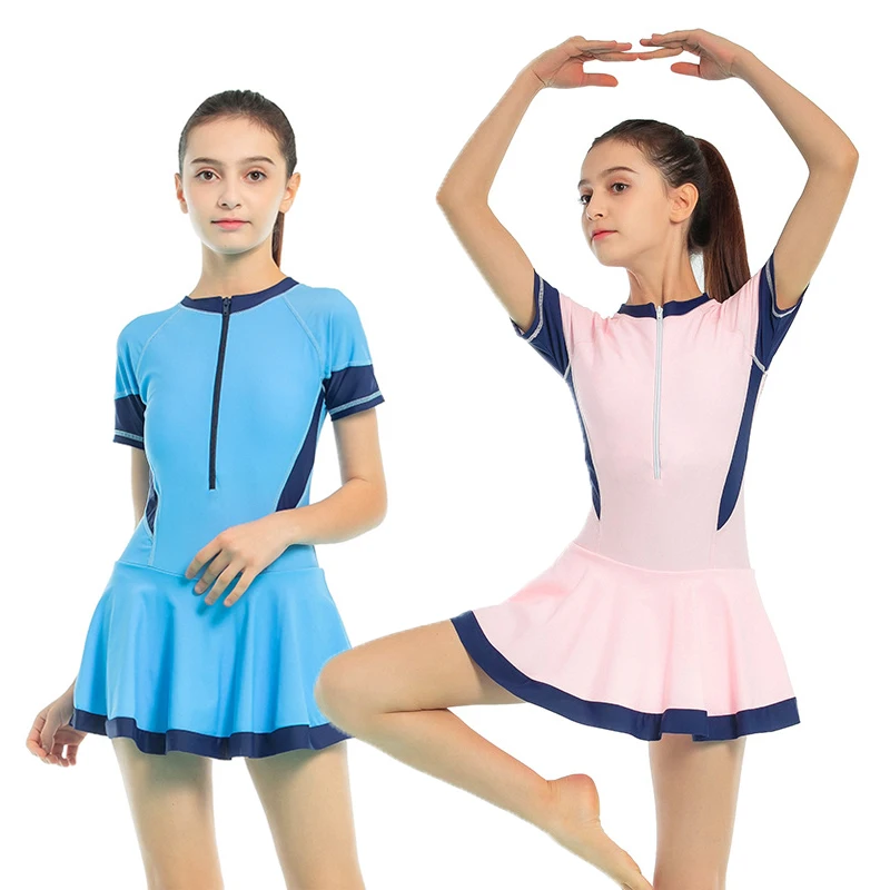 

Teens Girls Womens Athletic One Piece Swimsuits Tummy Control Swimwear Sportswear for Water Sports Swimdress Bathing Suit Skirt