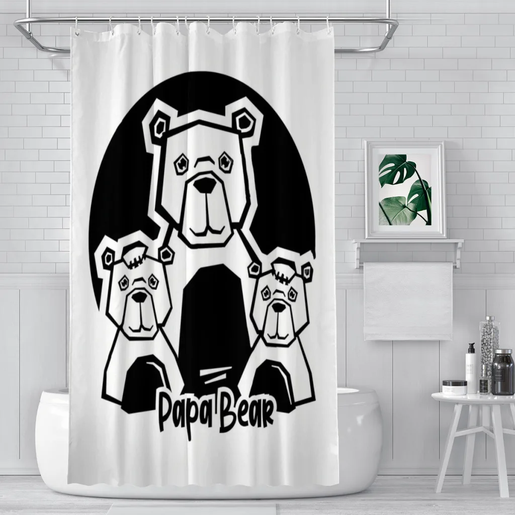 

Занавески для ванной и душа «Папа и малыш», водонепроницаемые перегородки с медведем, креативный домашний декор, аксессуары для ванной комнаты