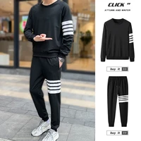2022 light luxury brand spring and autumn leisure sports suit two piece mens fashion youth round neck sweater set