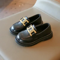 little princess cute shoes spring moccasin shoes kids uk uniform girls pu solid black with metal boys children fashion shallow