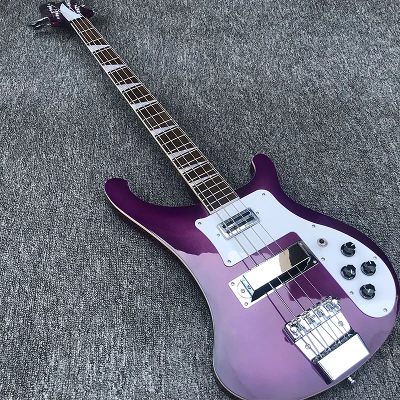 

High-quality 4-string electric bass Rickon 4003 bass, purple gradient paint, rosewood fingerboard, special postage.