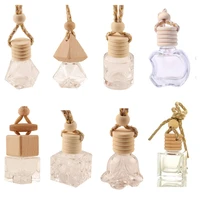 10pcs car hanging glass bottle empty perfume aromatherapy refillable diffuser air fresher fragrance pendant ornament
