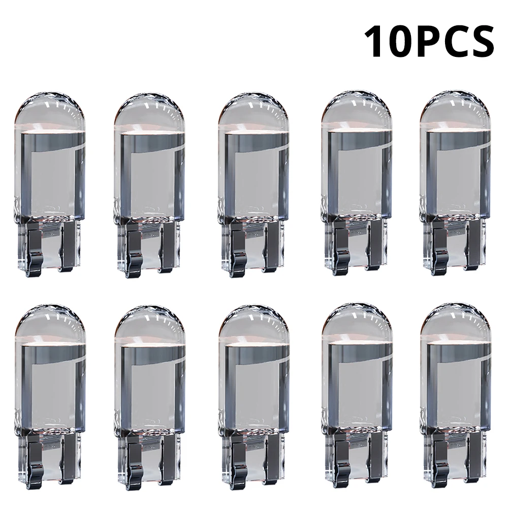 

10pcs Car Led Bulb W5W 194 T10 Car Glass Housing Cob White Green Blue Red 12V Wedge License Plate Lamp Dome Light Diedo Lighting
