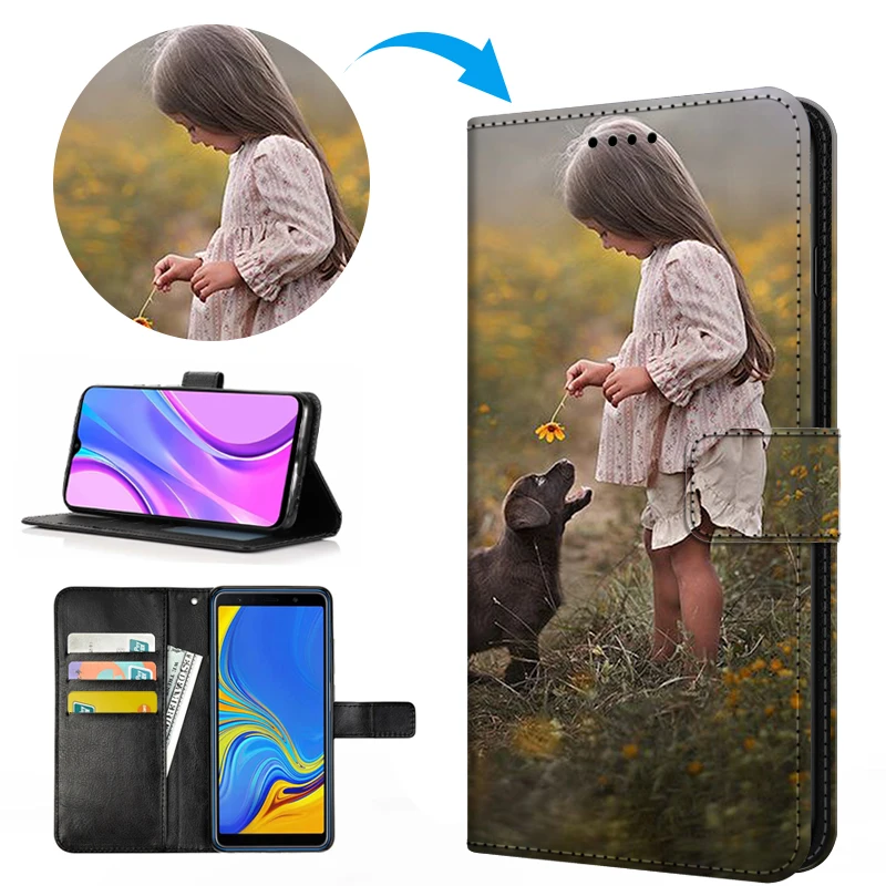 Фото Индивидуальный кожаный чехол-книжка DIY для телефонов TCL K33, K32, 306, 305, 503, TCL30, 60 SE, 10 Pro, TCL60, NxtPaper, 60R с функцией подставки и отделениями для карт №4