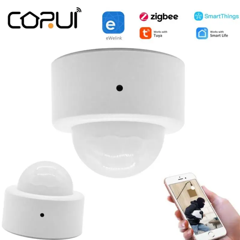 

CORUI EWelink Tuya Zigbee Human Body PIR Motion Sensor Wireless Home Security Need Gateway Work With Smart Life App SmartThings