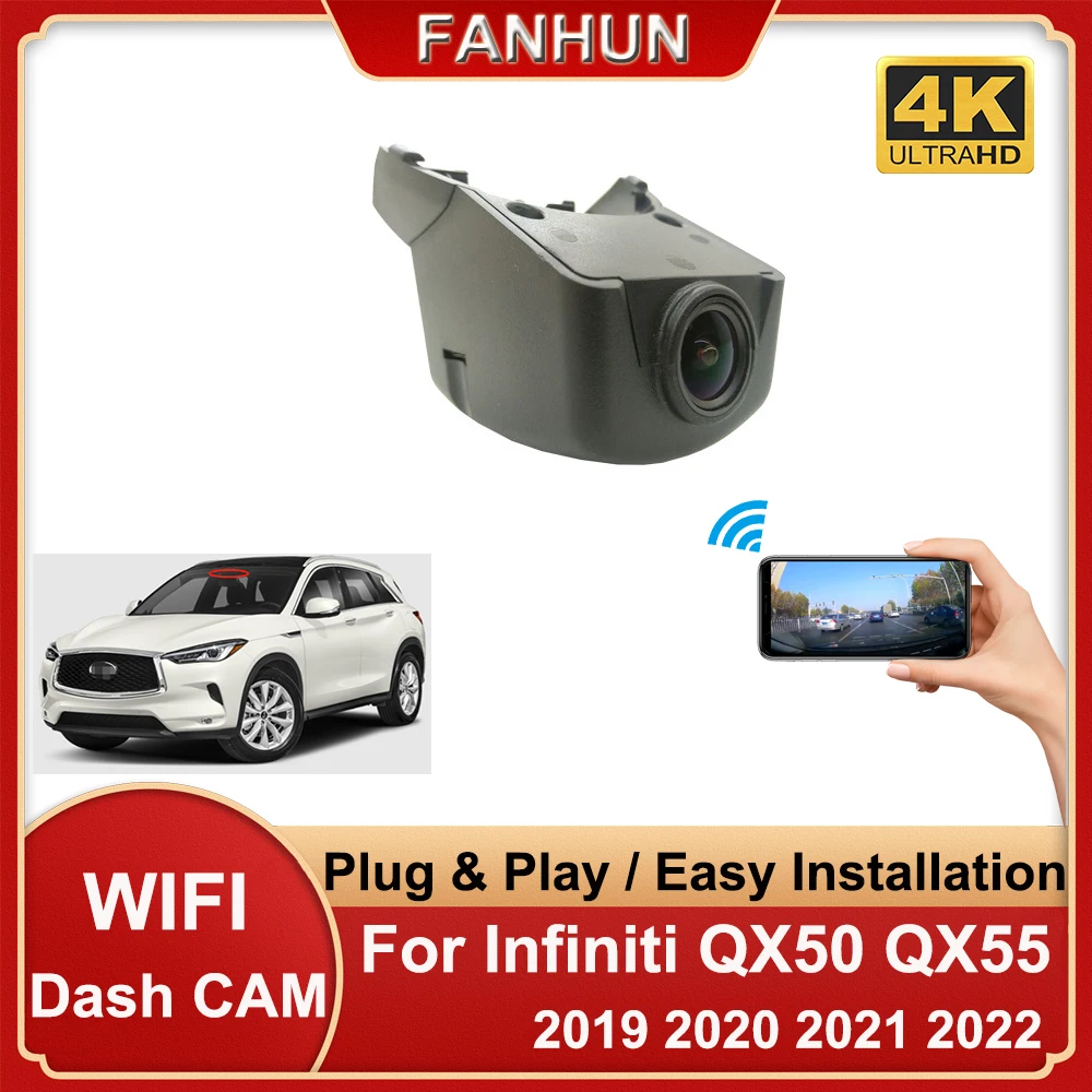 

Автомобильный видеорегистратор с Wi-Fi, видеорегистратор 4K 2160P, видеорегистратор для вождения, мониторинг парковки для Infiniti QX50 QX55 J55 2019 2020 2021 ...